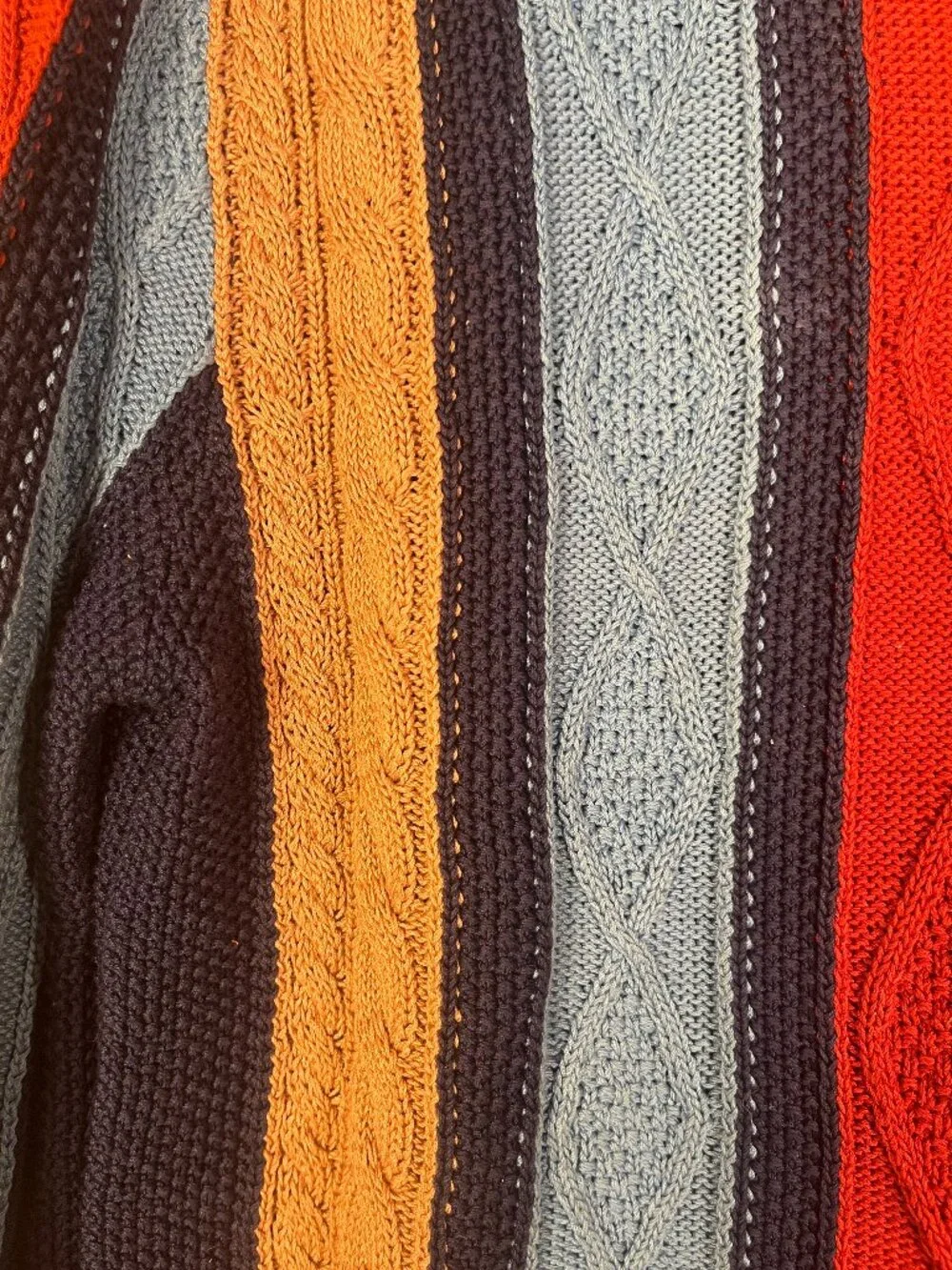 Roberto Cavalli Striped Cable Knit Sweater Made in Italy